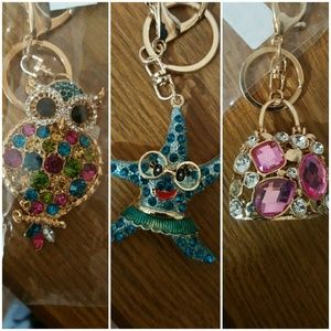 👜🦉✡🎏Bling Owl/Purse/Starfish Bag Charm